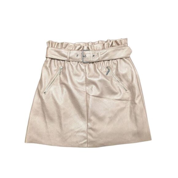 NWT Marc New York Skirt Soft Faux Leather Light Pink Metallic Belted Women's Siz - Picture 1 of 6